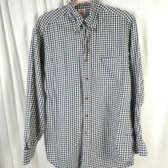 Brooks Brothers Mens Small Black White Plaid Button Down Button Up Shirt - Picture 1 of 6